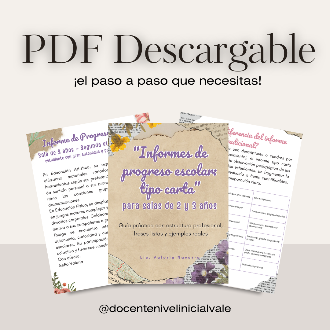 INFORMES NARRATIVOS- TIPO CARTA- sala de 2 y 3 años. APRENDE a escribirlos